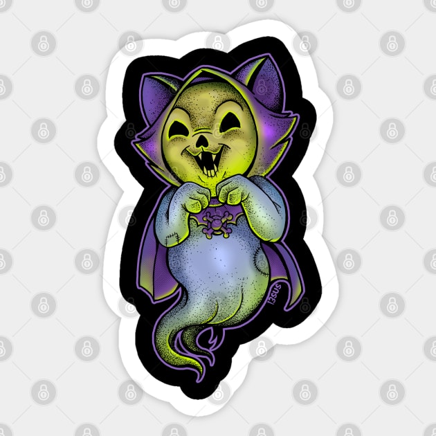 Skeletor Cat Sticker by BloodEmpire